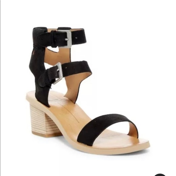 DOLCE VITA West Black Nubuck Dual Ankle Strap Sandals $150 MSRP Size 9 - Picture 1 of 8